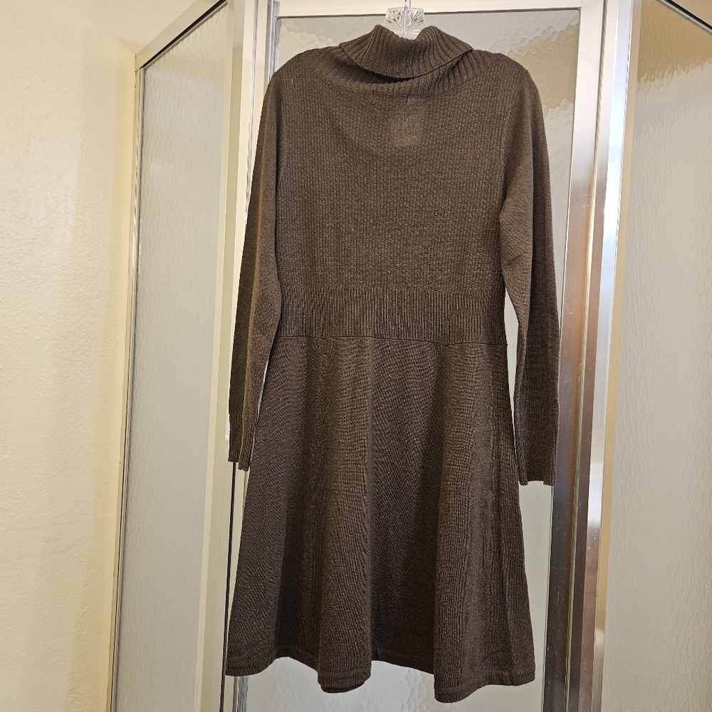 Charlie Paige LXL Cowl Neck Sweater Dress in Mocha AE-1611 - Picture 6 of 11